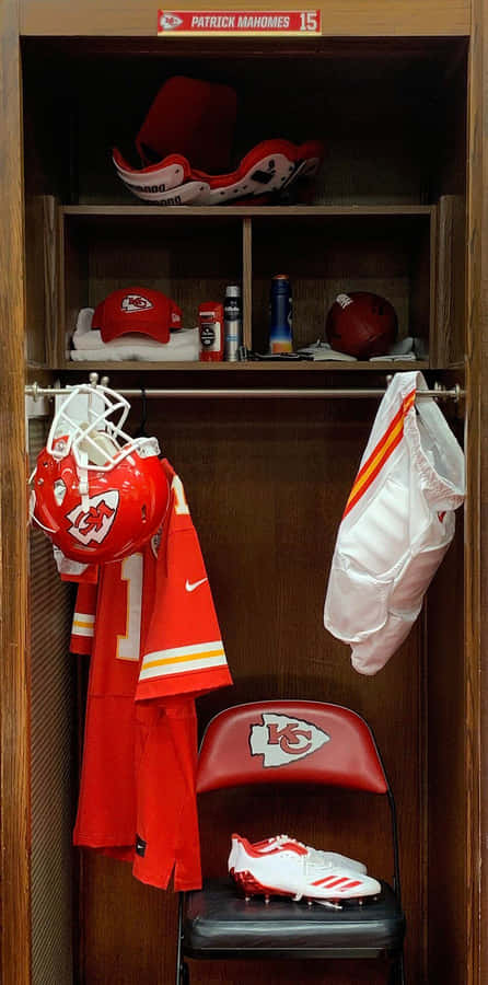 A Locker With A Chair And A Pair Of Shoes Wallpaper