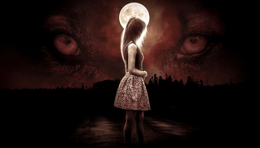 A Lone Wolf Howls At Night. Wallpaper