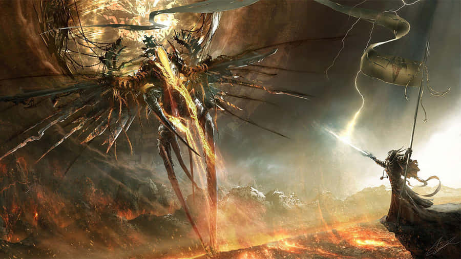 A Majestic Blue Dragon Soaring In The Sky Wallpaper