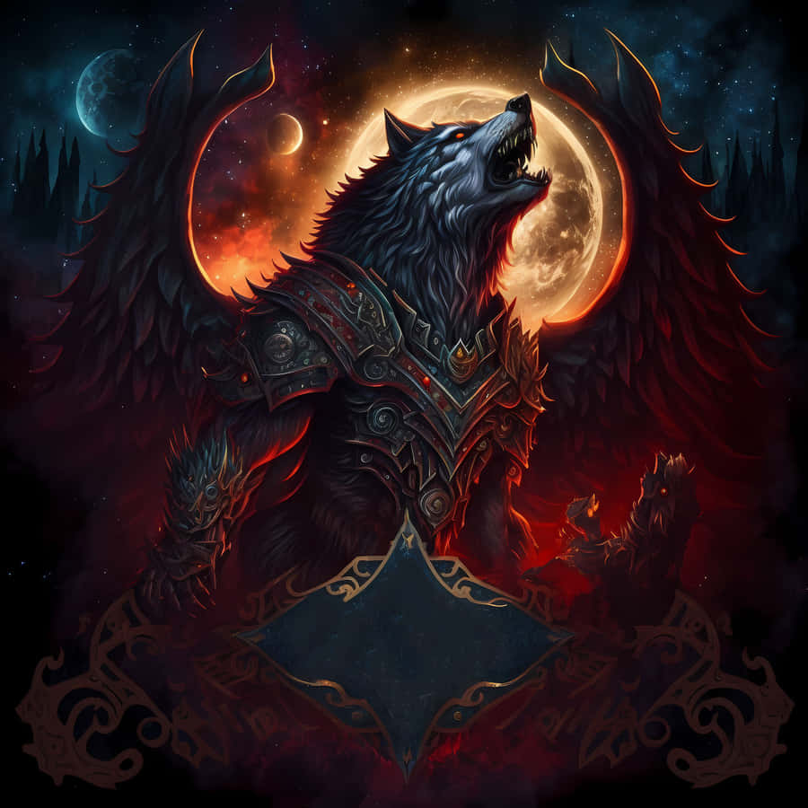 A Majestic Wolf Glowing In The Moonlight Wallpaper