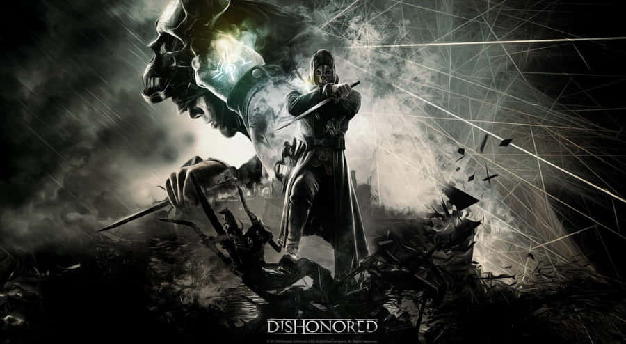 A Man Is Holding A Sword In The Dark Wallpaper