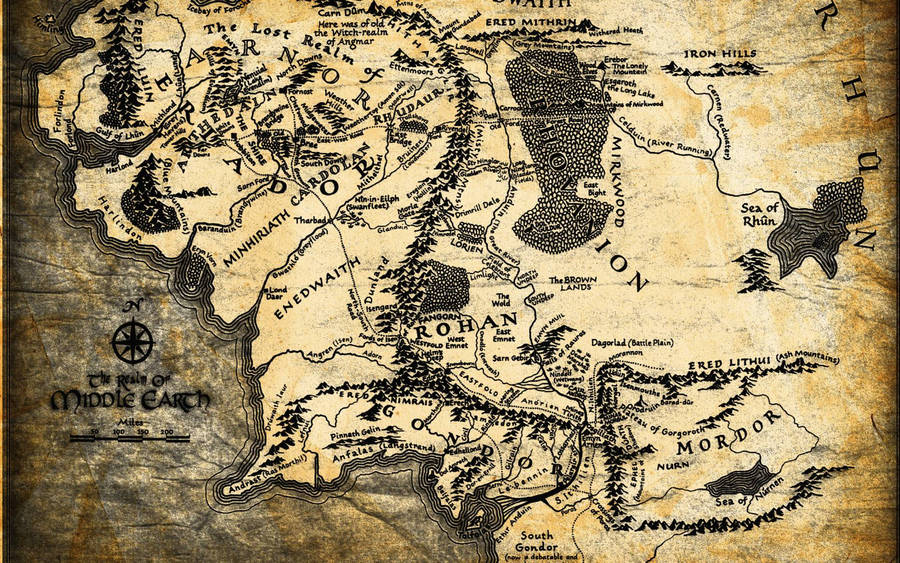 A Map Of Middle-earth Where The Lord Of The Rings Takes Place Wallpaper