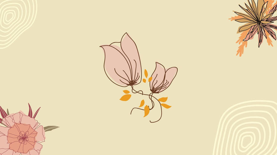 A Modern Desktop Computer Featuring A Minimalist Background Of A Flower Design. Wallpaper