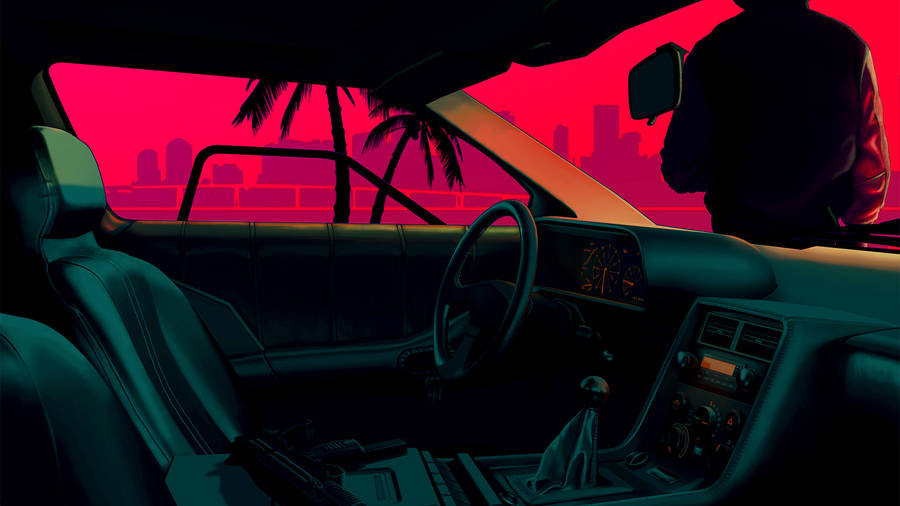 A Neon Blasted Retro Drive Wallpaper