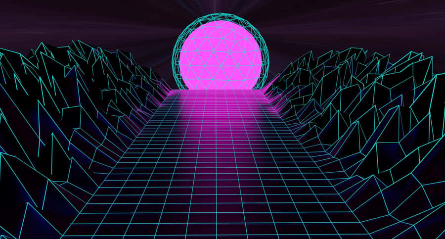 A Neon Light Is Shining Through A Tunnel Wallpaper