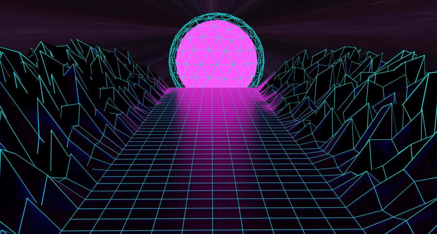 A Neon Light Is Shining Through A Tunnel Wallpaper