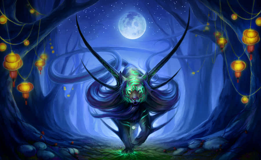 A Night Walk On A Magical Moon-lit Beach. Wallpaper