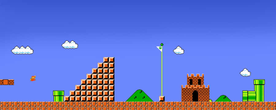 A Nintendo Mario Game With A Tower And A Castle Wallpaper