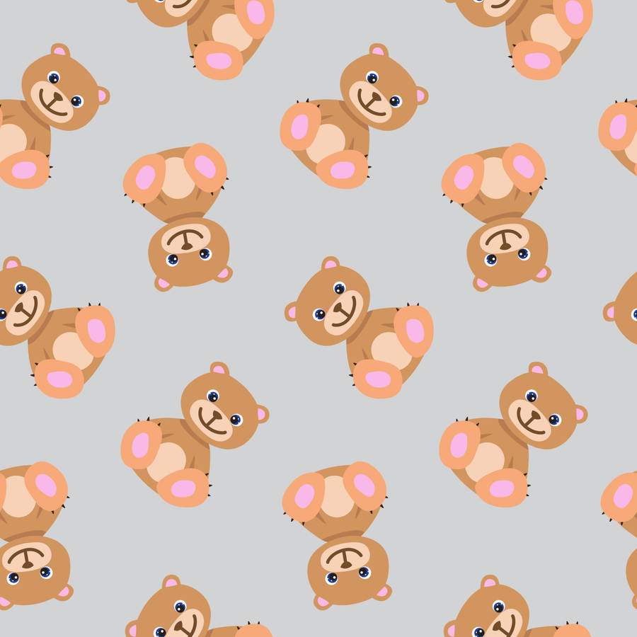 A Pattern Of Teddy Bears On A Gray Background Wallpaper