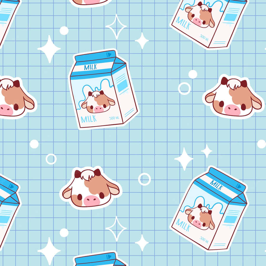 A Pattern With Cows And Milk Bottles Wallpaper
