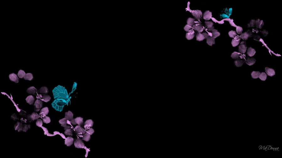 A Peaceful Evening In Nature With A Stunning Dark Cherry Blossom Tree In The Background Wallpaper