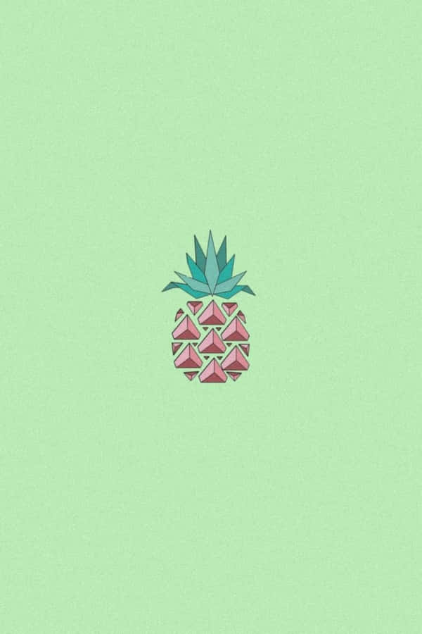A Pineapple On A Green Background Wallpaper