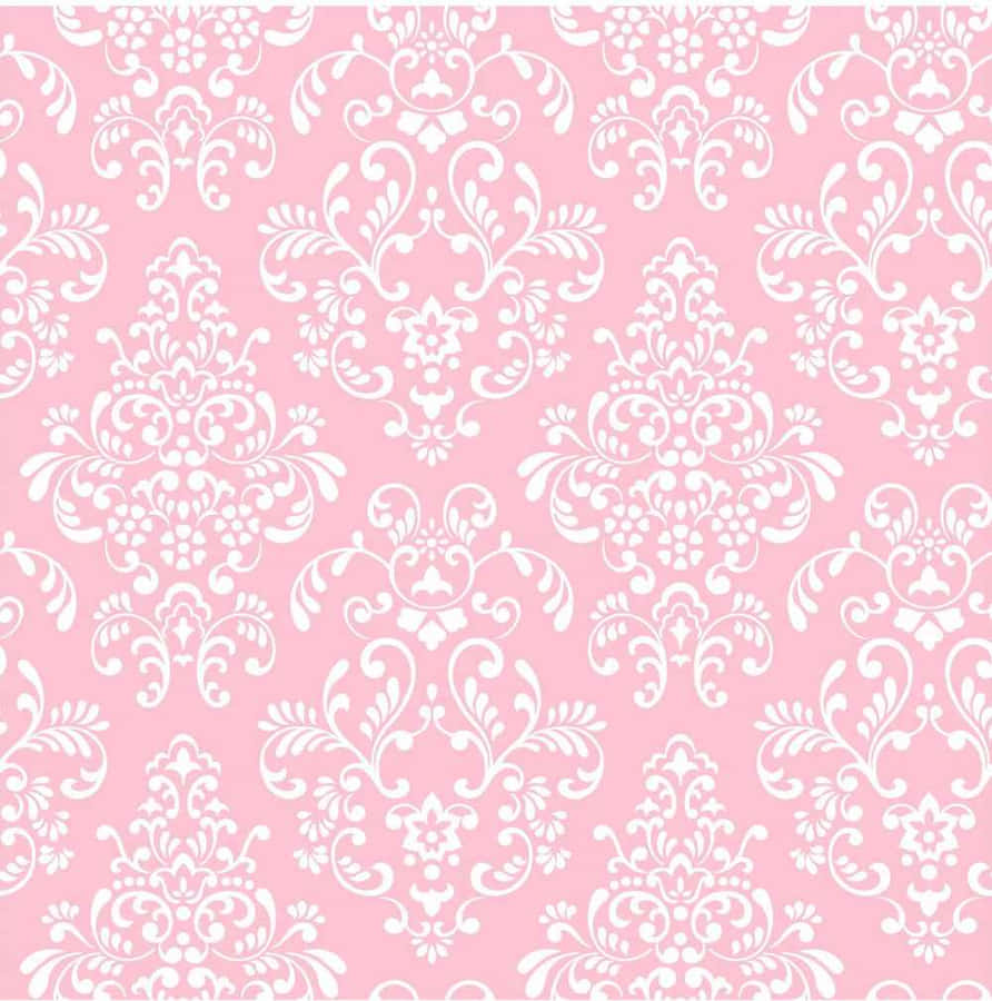 A Pink And White Damask Pattern Wallpaper