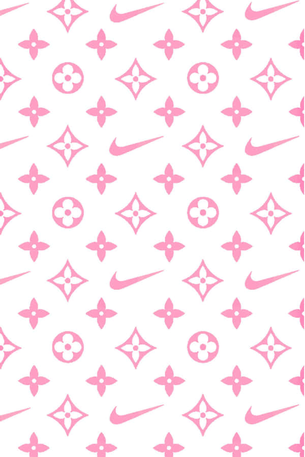 A Pink And White Pattern With Nike Logos Wallpaper