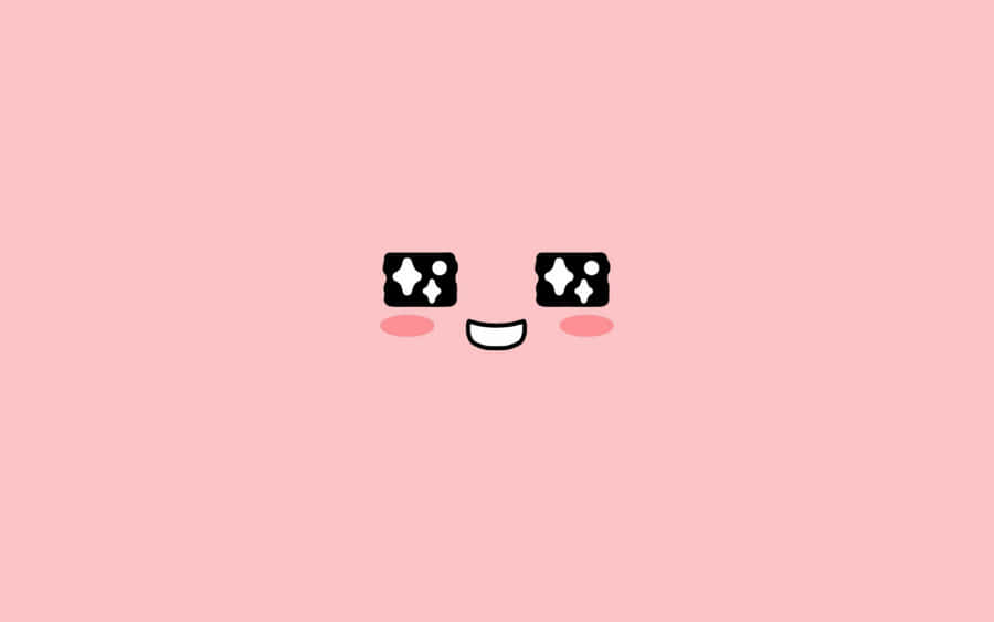 A Pink Background With A Cute Face On It Wallpaper