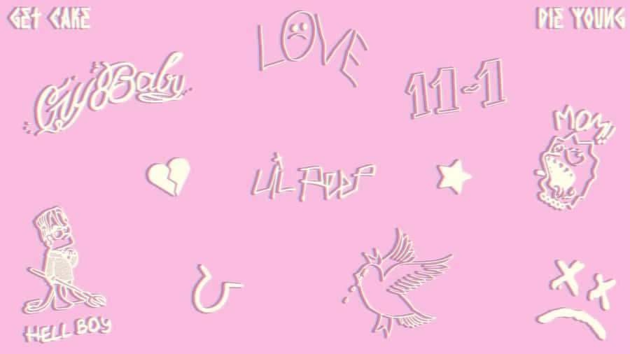 A Pink Background With Various Tattoos And Symbols Wallpaper