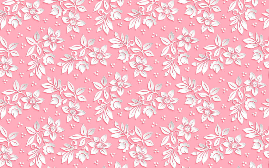 A Pink Floral Pattern With White Flowers Wallpaper