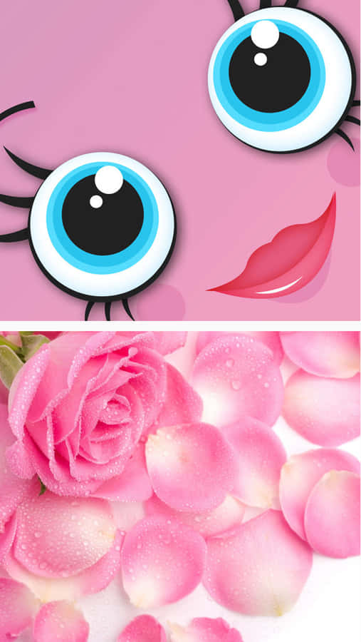 A Pink Rose With A Big Eye And A Pink Flower Wallpaper