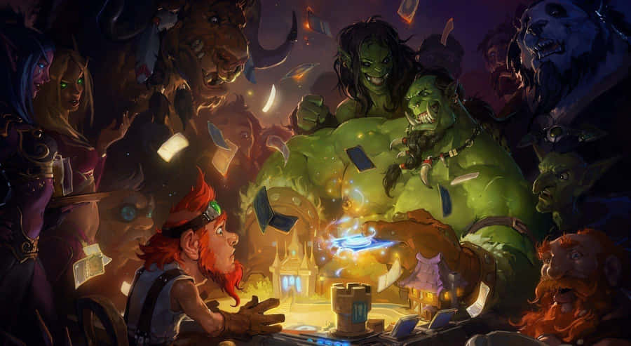 A Player Engrossed In The Warcraft-themed Card Game - Hearthstone Wallpaper