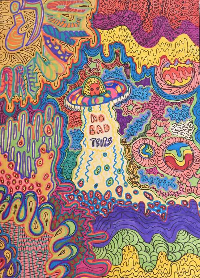 A Psychedelic Vision Of A Free-spirited Trippy Hippie. Wallpaper