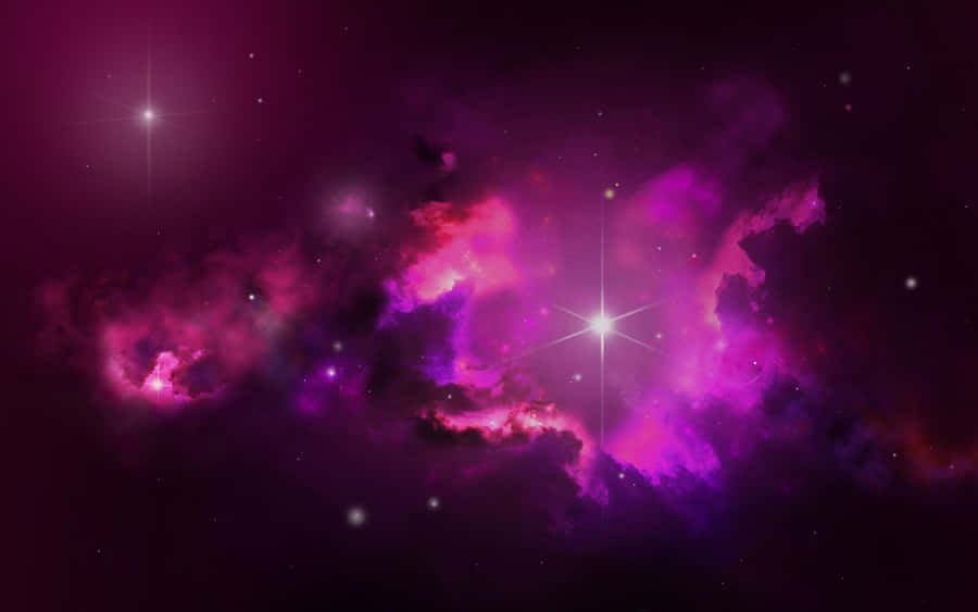 A Purple And Pink Space With Stars And Nebulas Wallpaper