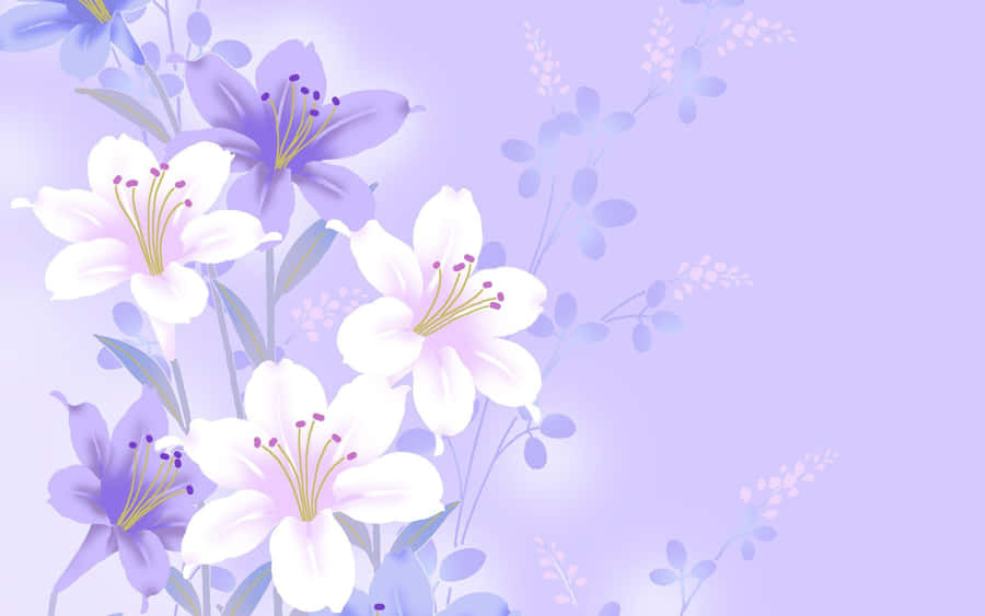 A Purple And White Floral Background With Flowers Wallpaper