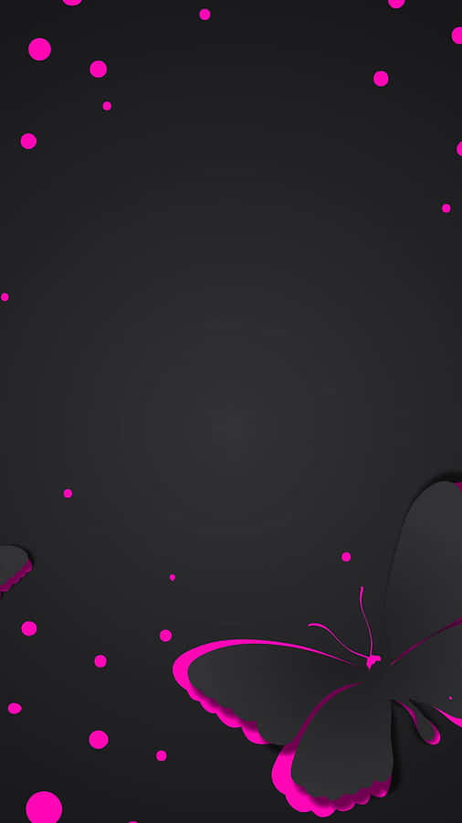 A Purple Butterfly Shining Brightly Against An Iphone Screen Wallpaper