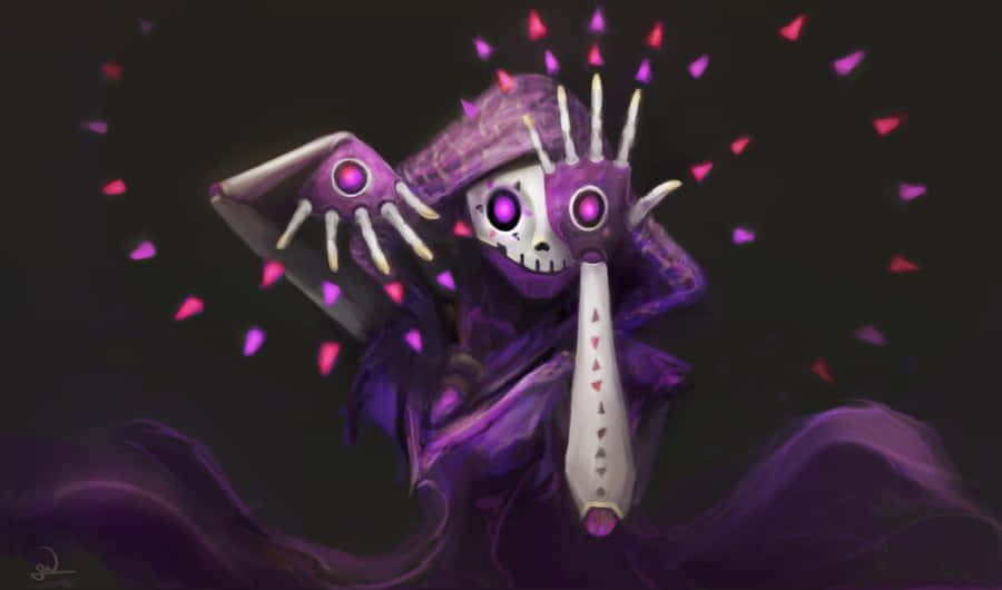 A Purple Skeleton With Purple Eyes And Purple Hair Wallpaper