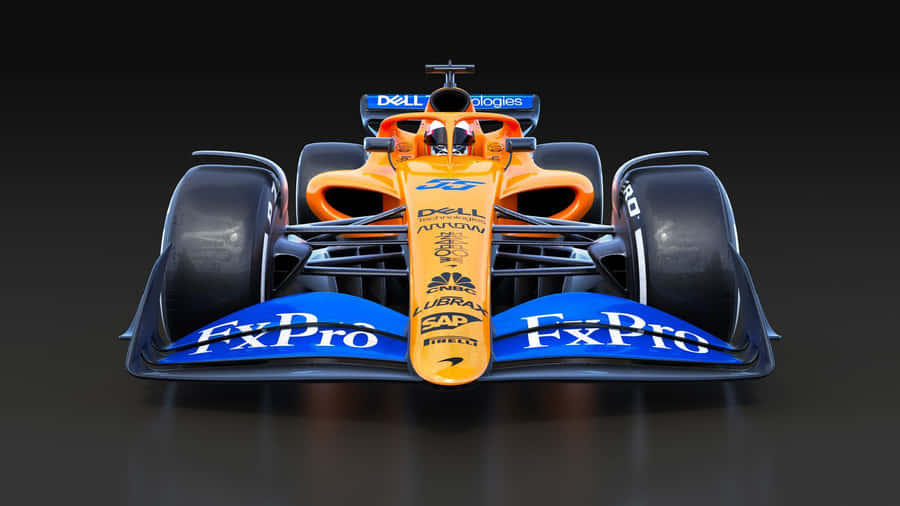 A Racing Car With A Blue And Orange Color Wallpaper