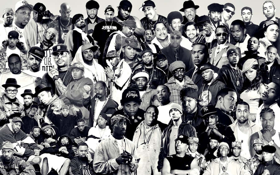 A Rap Collage Of Some Of The Most Influential Musicians Of Hip Hop Wallpaper