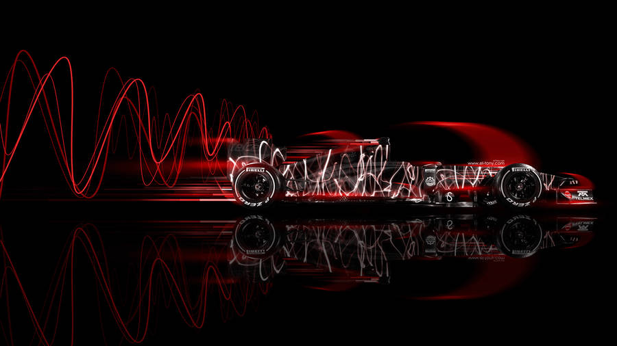 A Red Racing Car With Waves On It Wallpaper
