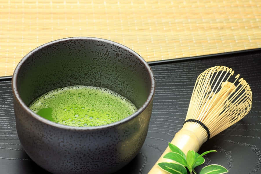 A Refreshing Cup Of Vibrant Green Matcha Tea Wallpaper