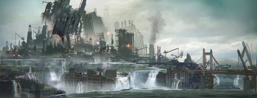 A Ruined City In Nier Automata Wallpaper