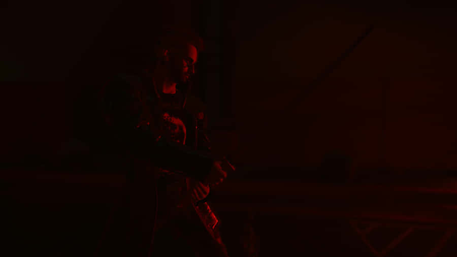 A Samurai Walks With Determination In The Dark. Wallpaper