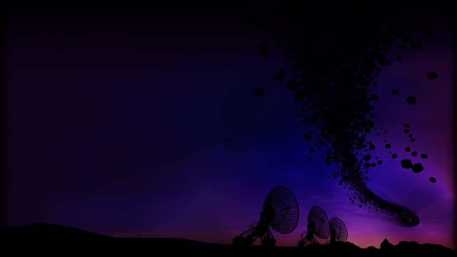 A Silhouette Of A Satellite Dish In The Sky Wallpaper
