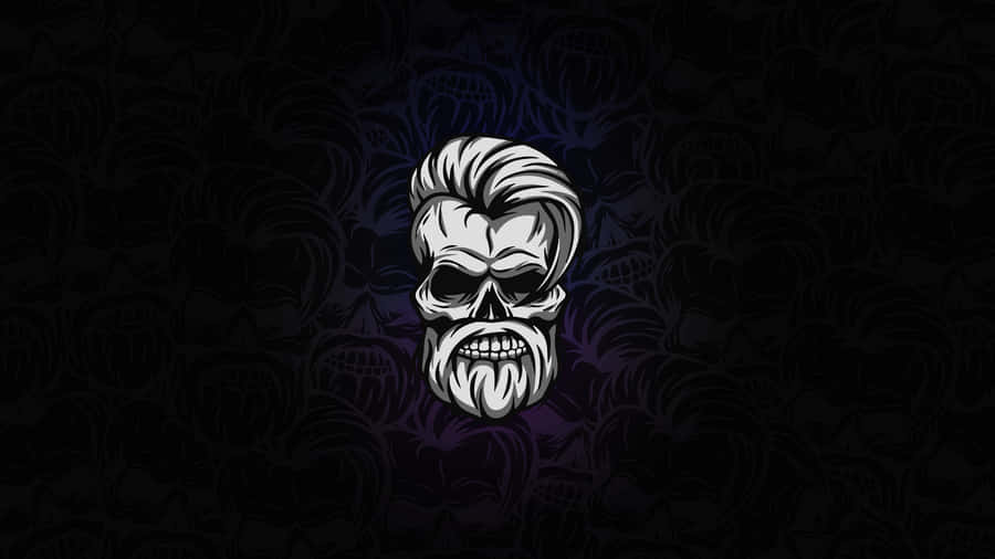 A Skull With A Beard On A Dark Background Wallpaper