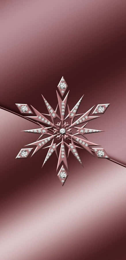 A Snowflake With Diamonds On A Pink Background Wallpaper