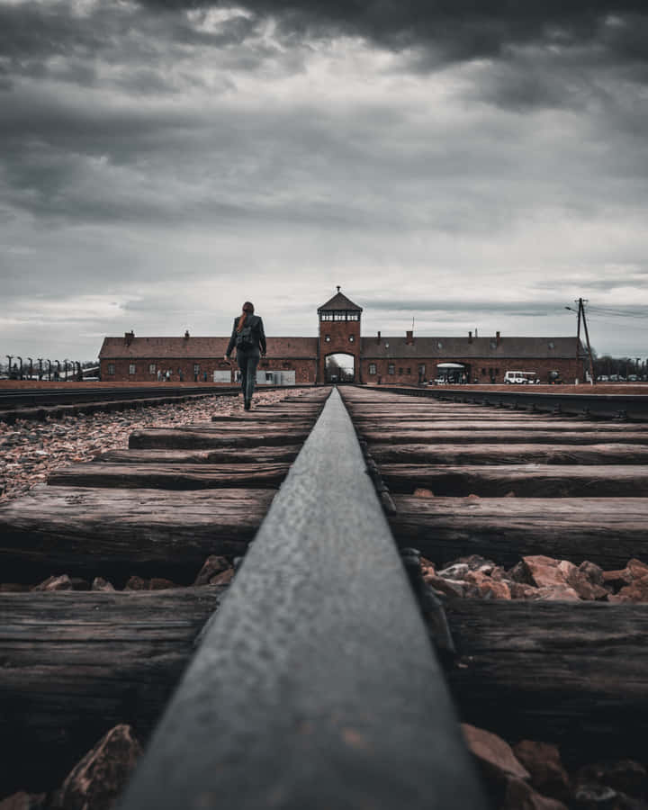 A Somber View Of Auschwitz-birkenau Concentration Camp Wallpaper