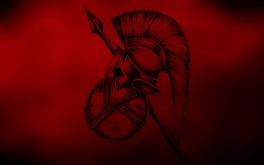 A Spartan Helmet On A Red Background Wallpaper