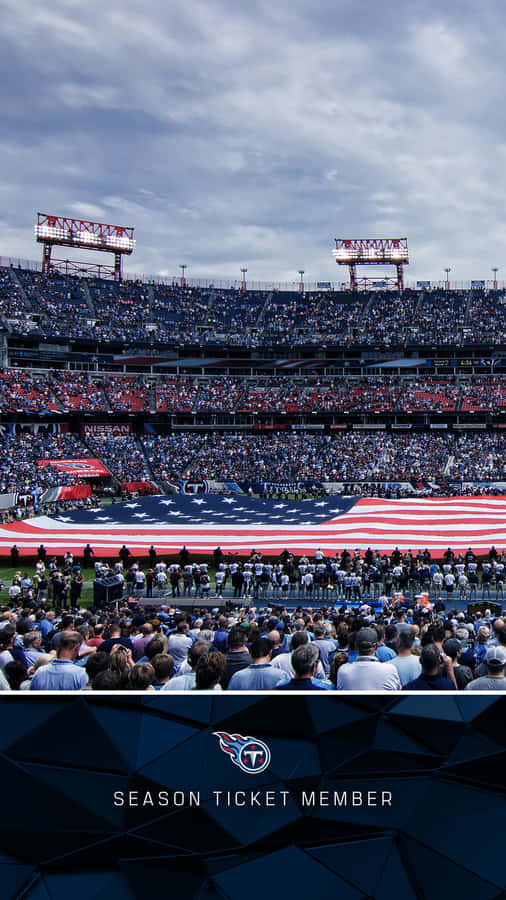 A Stadium With A Large American Flag Wallpaper