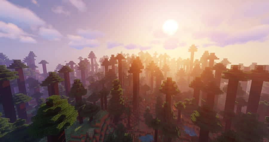 A Stunning Minecraft Sunset Wallpaper