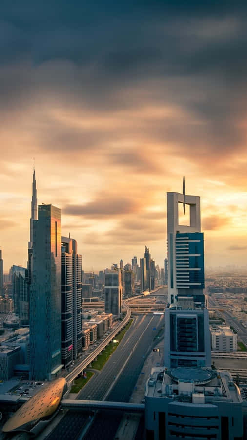 A Stunning Sunset Over A City Wallpaper