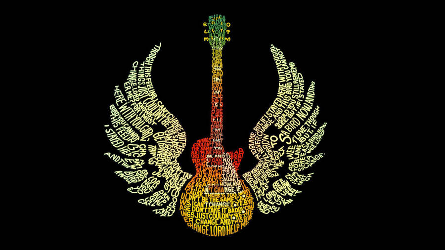 A Stunning Winged Electric Guitar Artwork Wallpaper