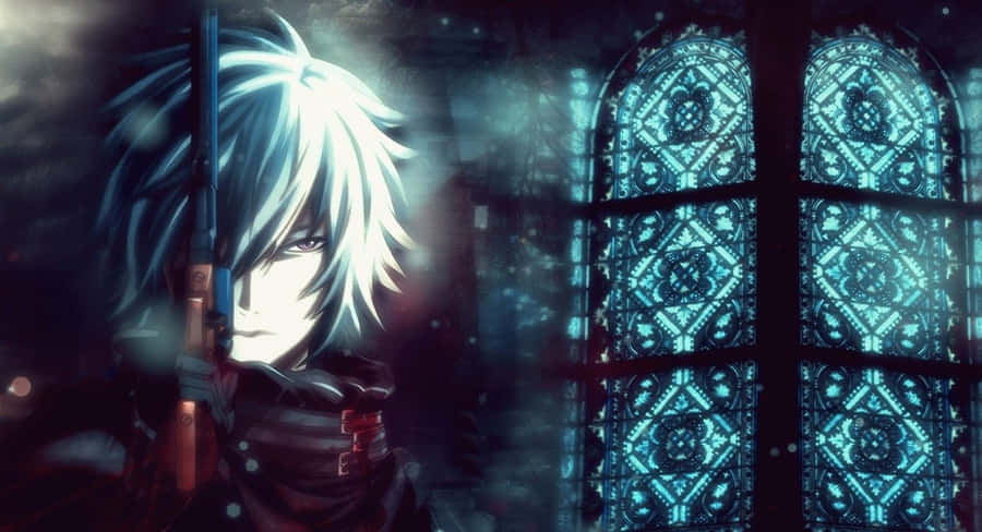 A Stylized Black Anime Boy Wallpaper