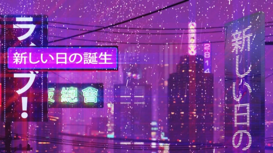 A Surreal Cityscape Of Purple And Blue Wallpaper