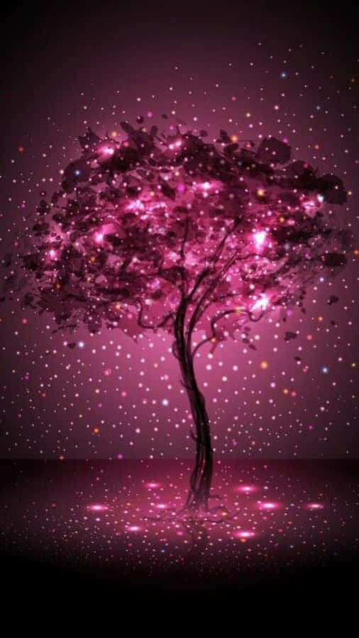 A Tree With Stars On It In The Dark Wallpaper