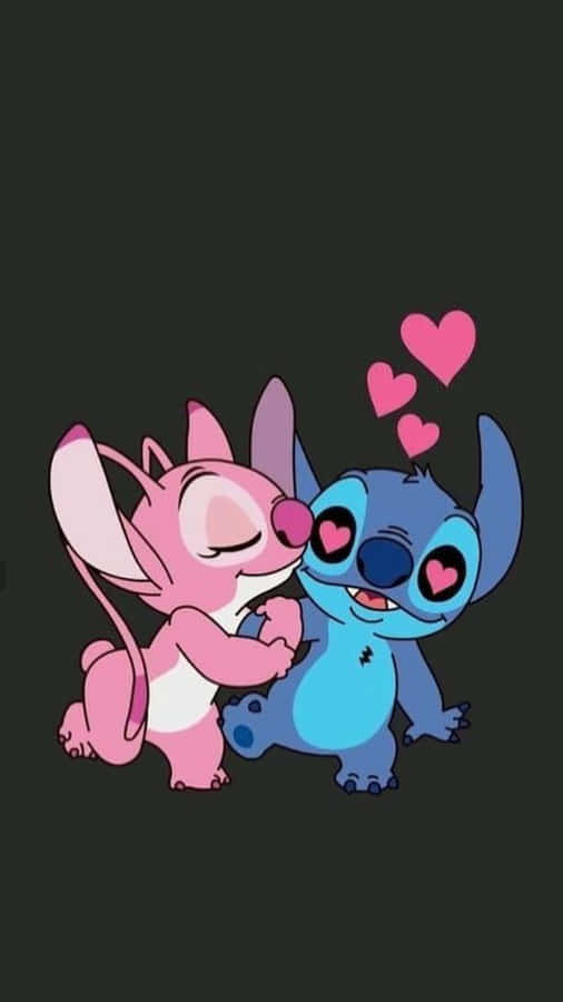 A True Must-see Moment: Stitch And Angel In Love. Wallpaper