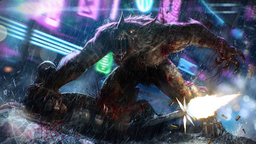 A Werewolf Bracing For A Showdown Wallpaper