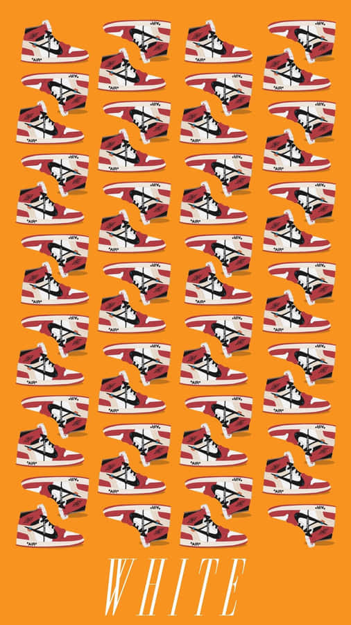 A White Background With A Row Of Shoes On It Wallpaper