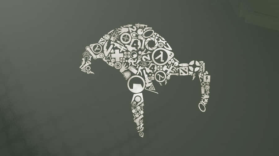 A White Wall Sticker With A Skull And Letters Wallpaper